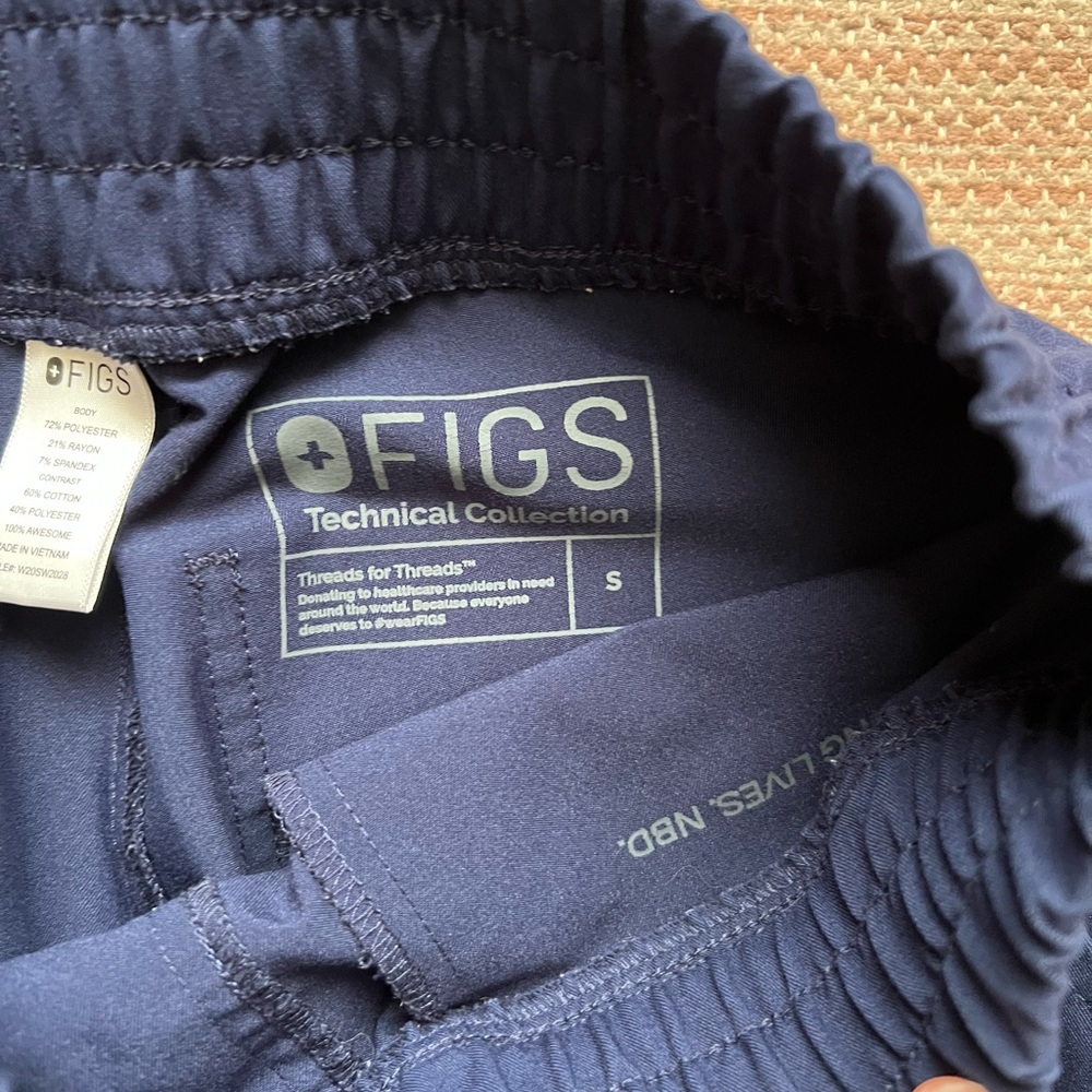 Figs Scrub Bottom High Waisted Joggers Sz S Navy